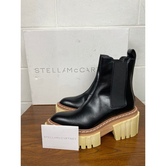 NIB Stella McCartney Emilie Platform Chelsea Boots Chunky Heel Black Size‎ 36 - Picture 1 of 10